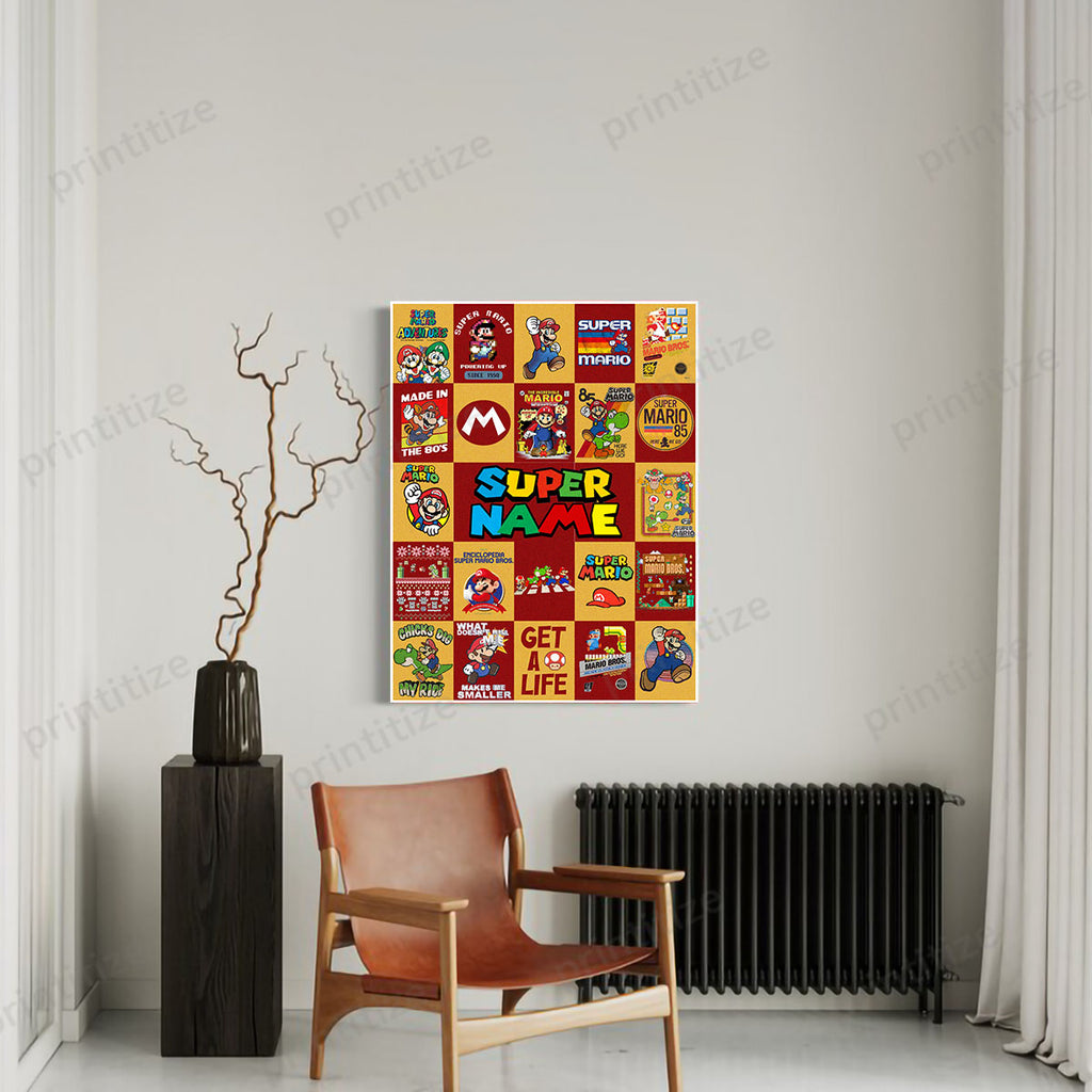 Personalized Custom Name Super Mario Gaming Portrait Canvas