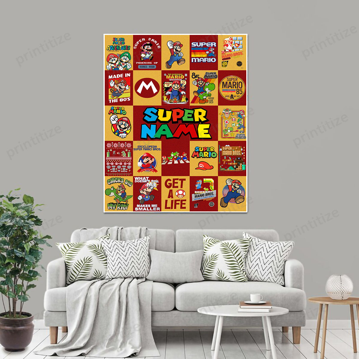 Personalized Custom Name Super Mario Gaming Portrait Canvas