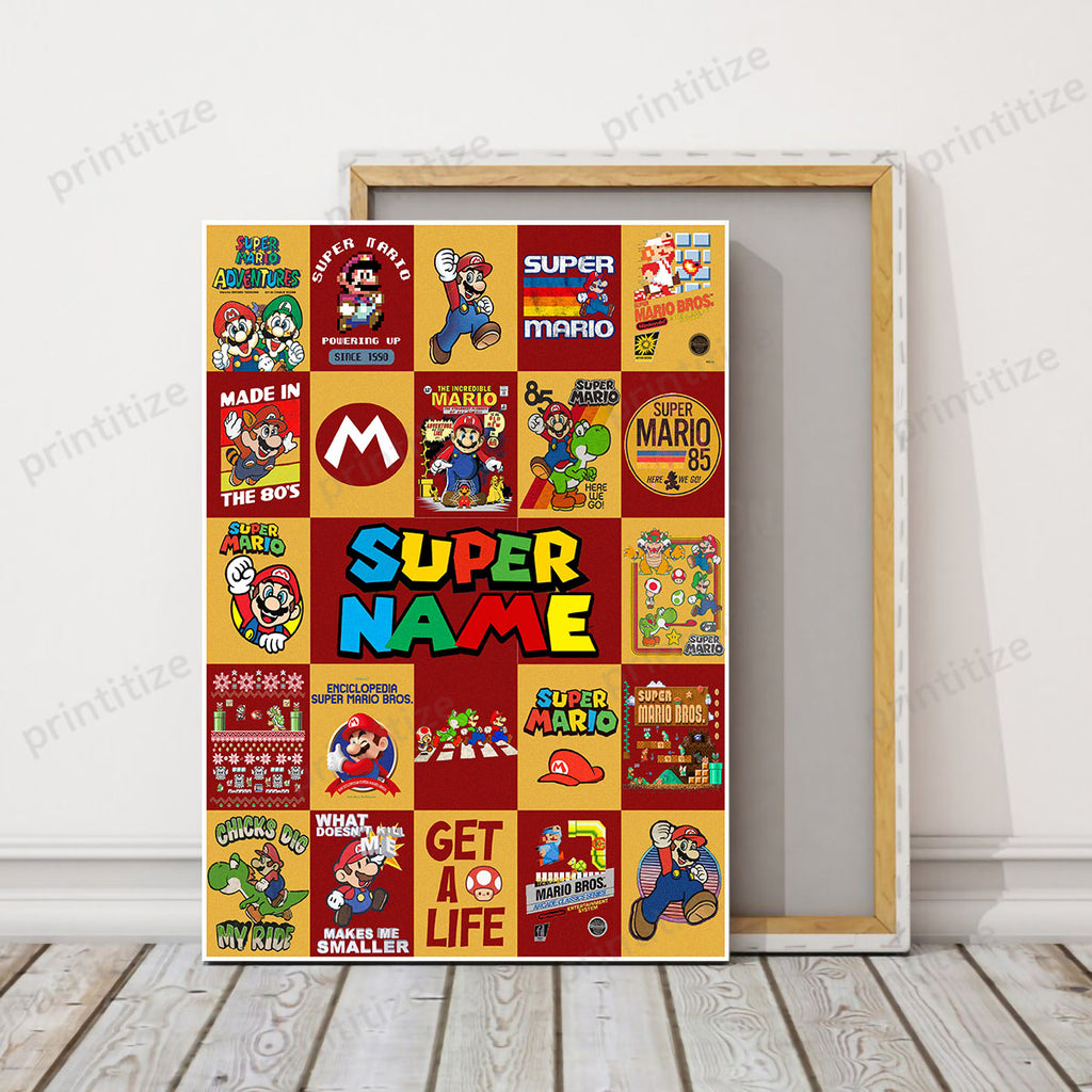 Personalized Custom Name Super Mario Gaming Portrait Canvas