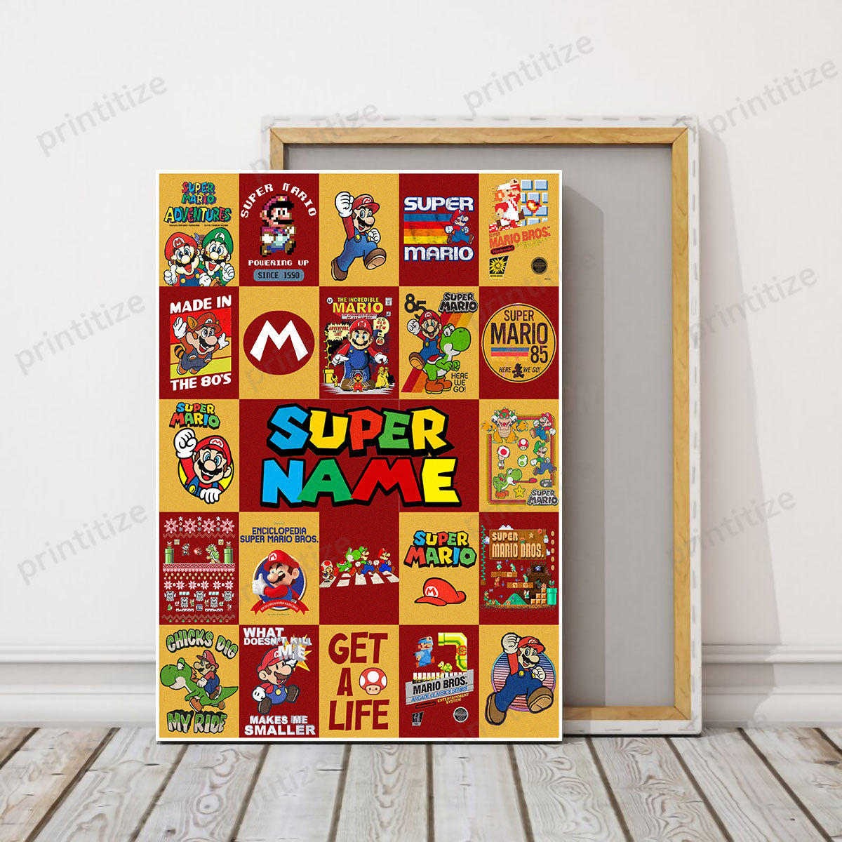 Personalized Custom Name Super Mario Gaming Portrait Canvas