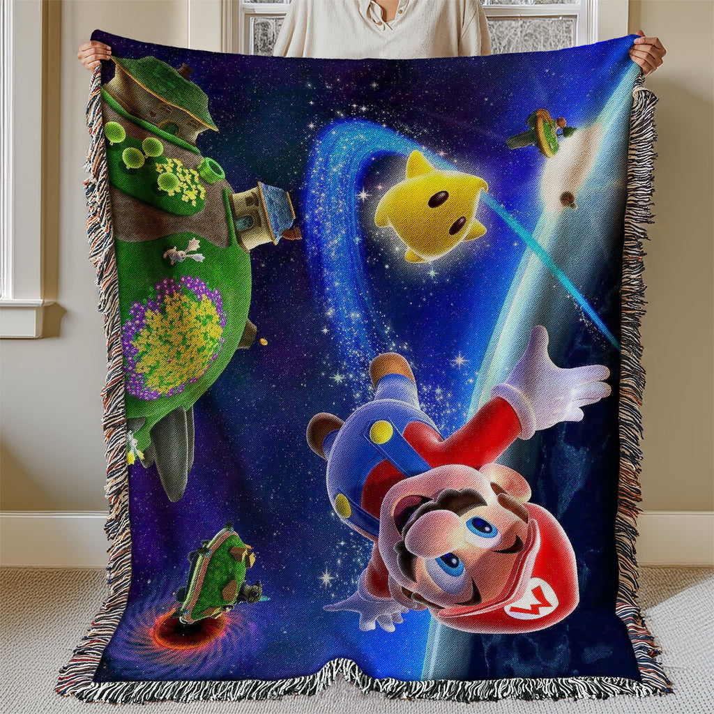 Mario Galaxy Mario Flying Premium Woven Blanket