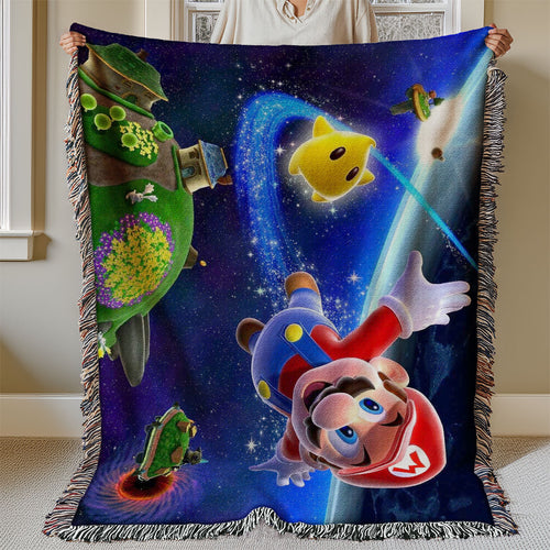 Mario Galaxy Mario Flying Premium Woven Blanket