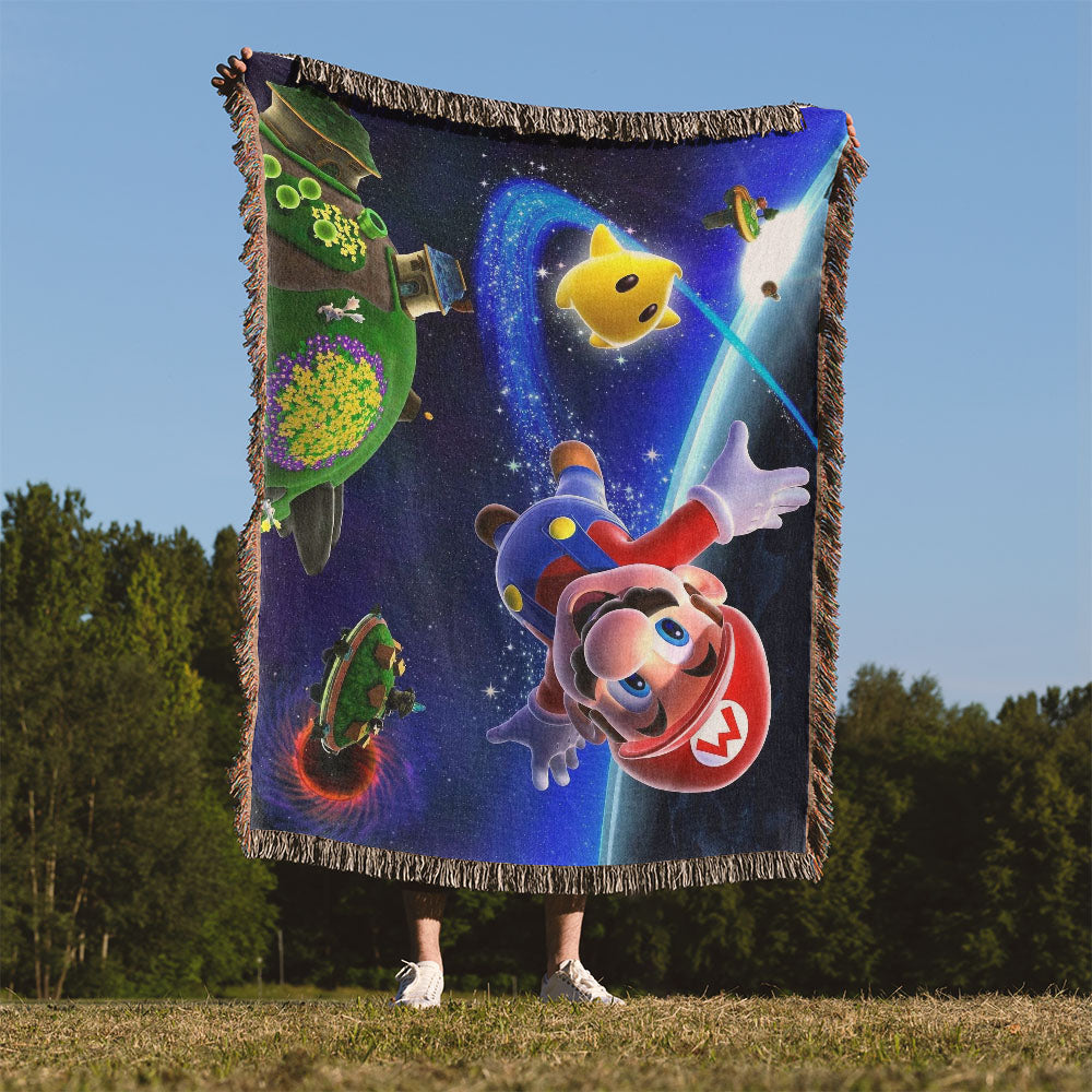 Mario Galaxy Mario Flying Premium Woven Blanket