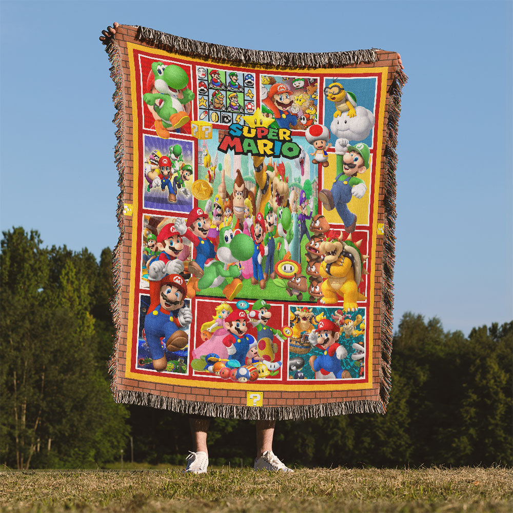Personalized Custom Name Super Mario Premium Woven Blanket