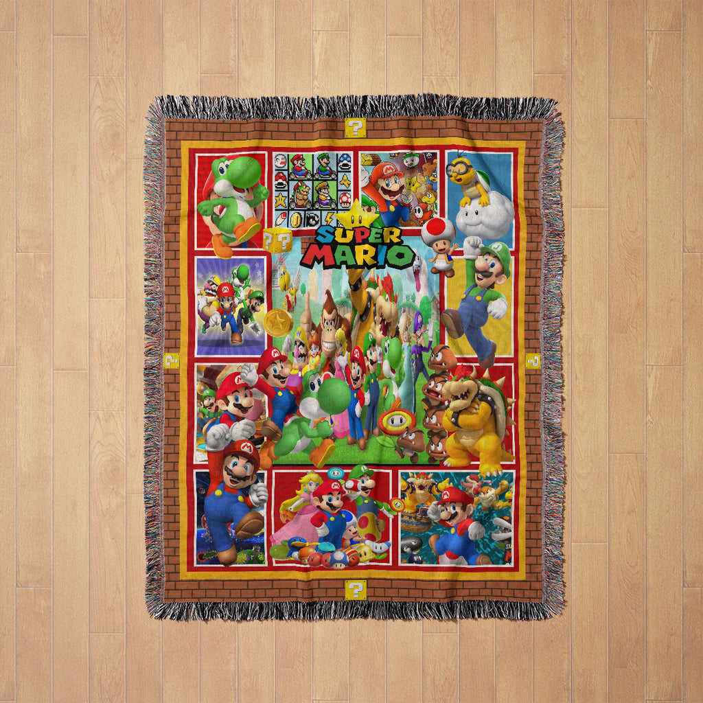 Personalized Custom Name Super Mario Premium Woven Blanket