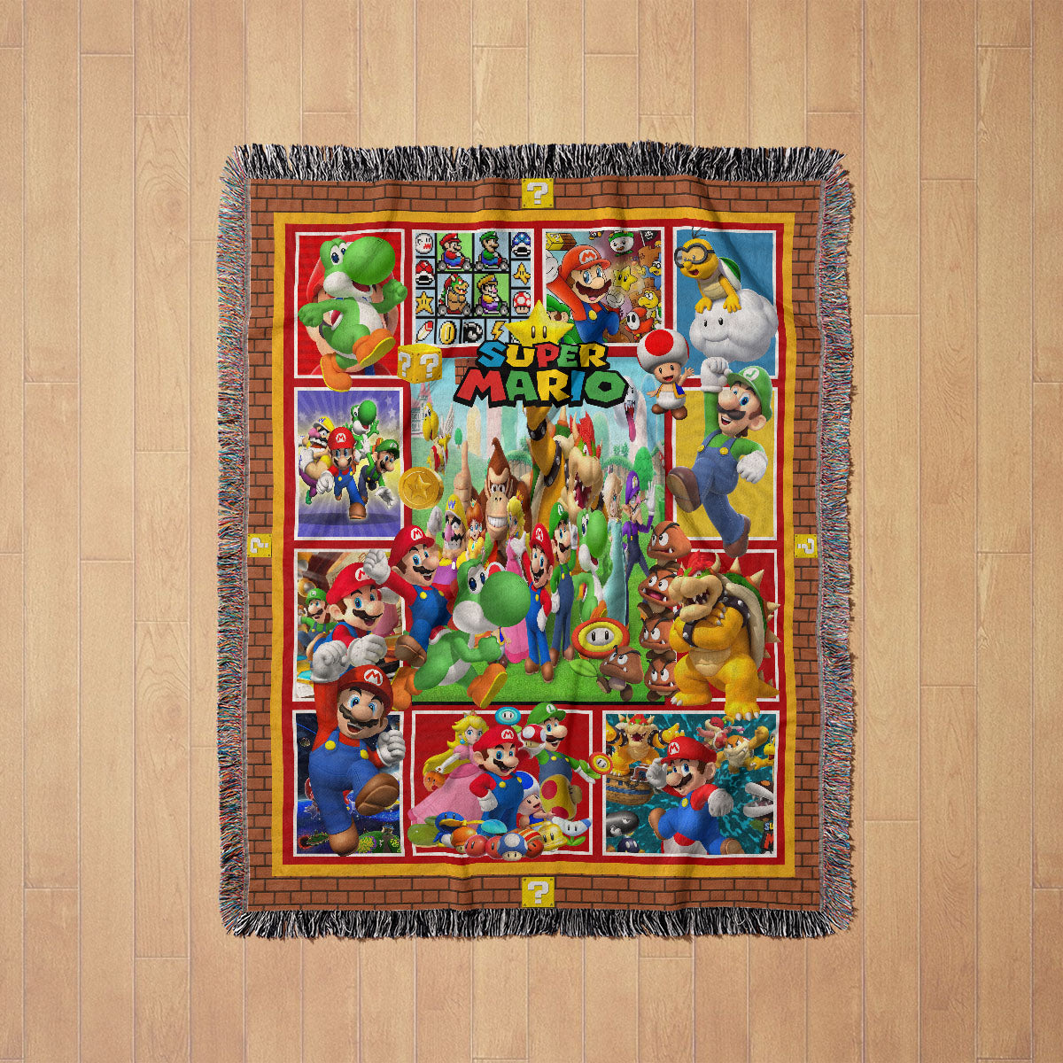 Personalized Custom Name Super Mario Premium Woven Blanket