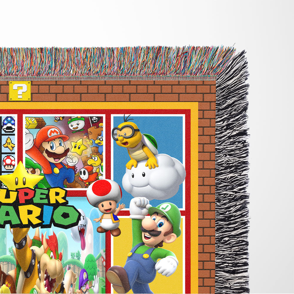 Personalized Custom Name Super Mario Premium Woven Blanket
