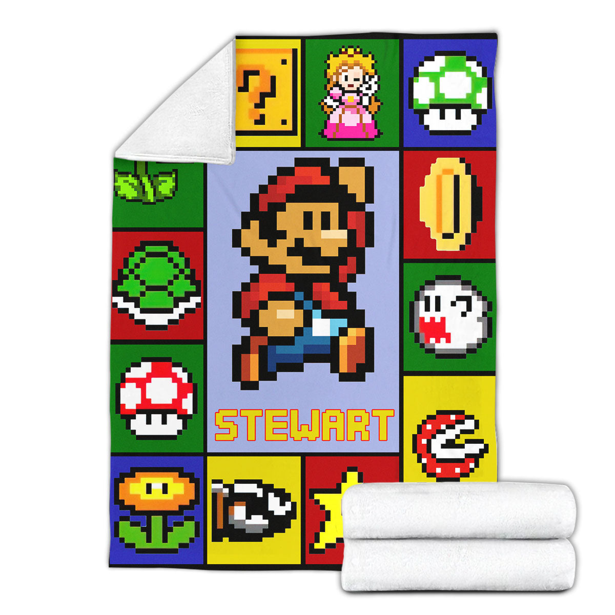 Personalized Custom Name Super Mario Gaming Blanket