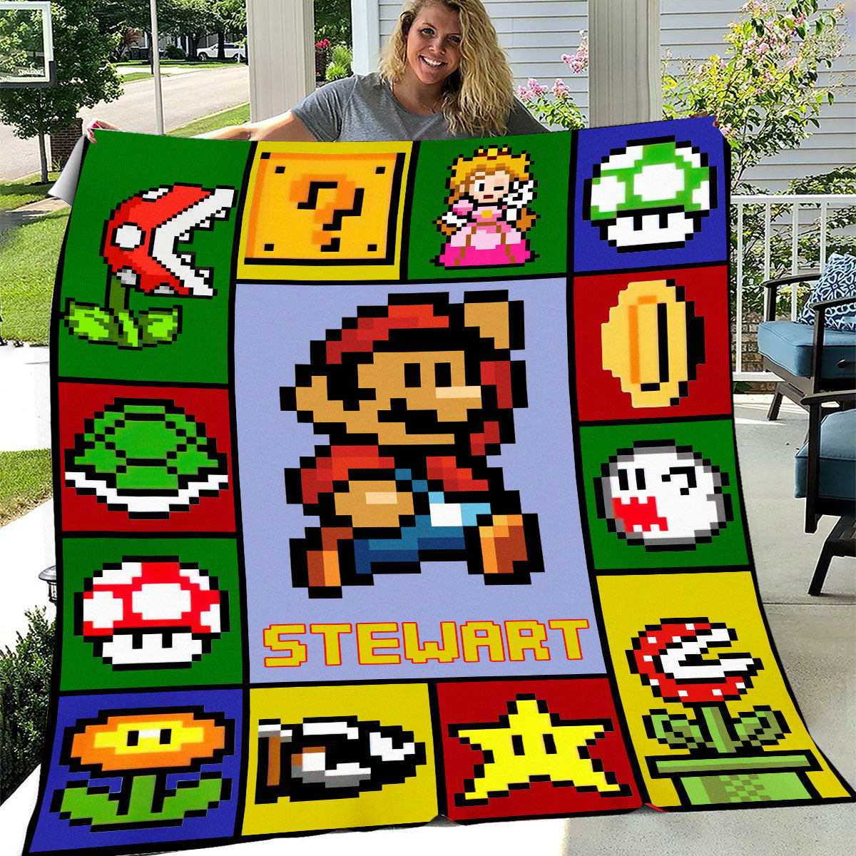 Personalized Custom Name Super Mario Gaming Blanket