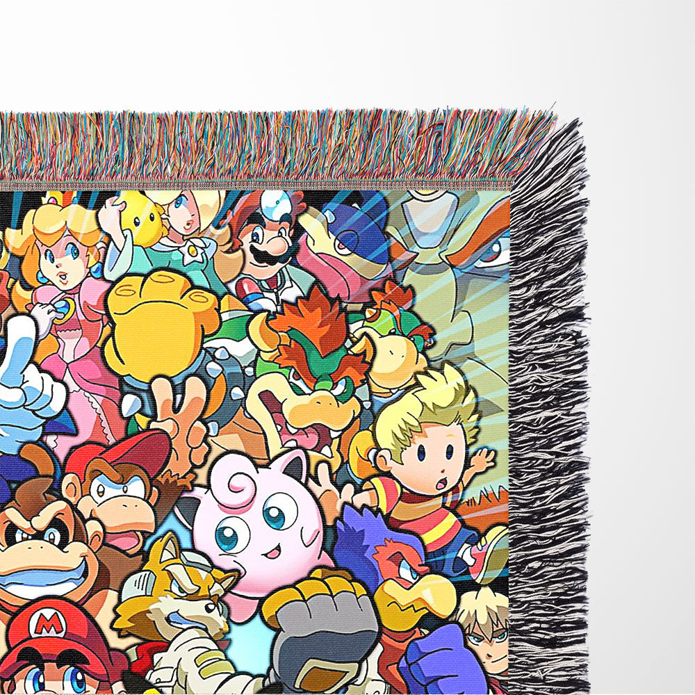 Personalized Custom Name Super Mario Smash Bros Characters Premium Woven Blanket