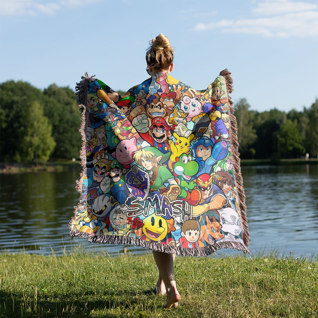 Personalized Custom Name Super Mario Smash Bros Characters Premium Woven Blanket