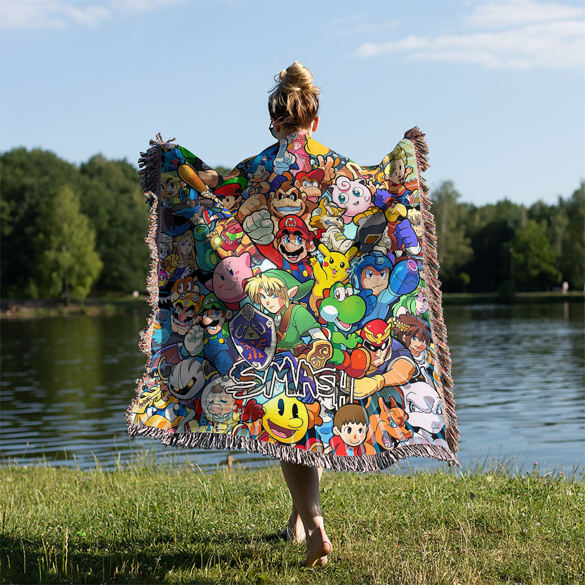Personalized Custom Name Super Mario Smash Bros Characters Premium Woven Blanket