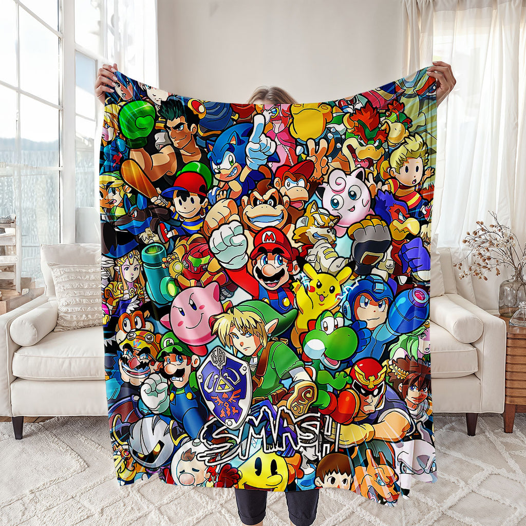 Personalized Custom Name Super Mario Smash Bros Characters Blanket