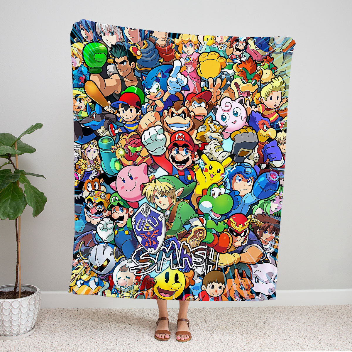 Personalized Custom Name Super Mario Smash Bros Characters Blanket