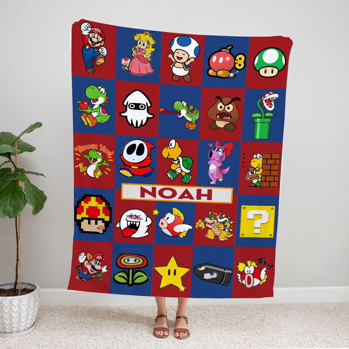 Personalized Custom Name Super Mario Gaming Blanket