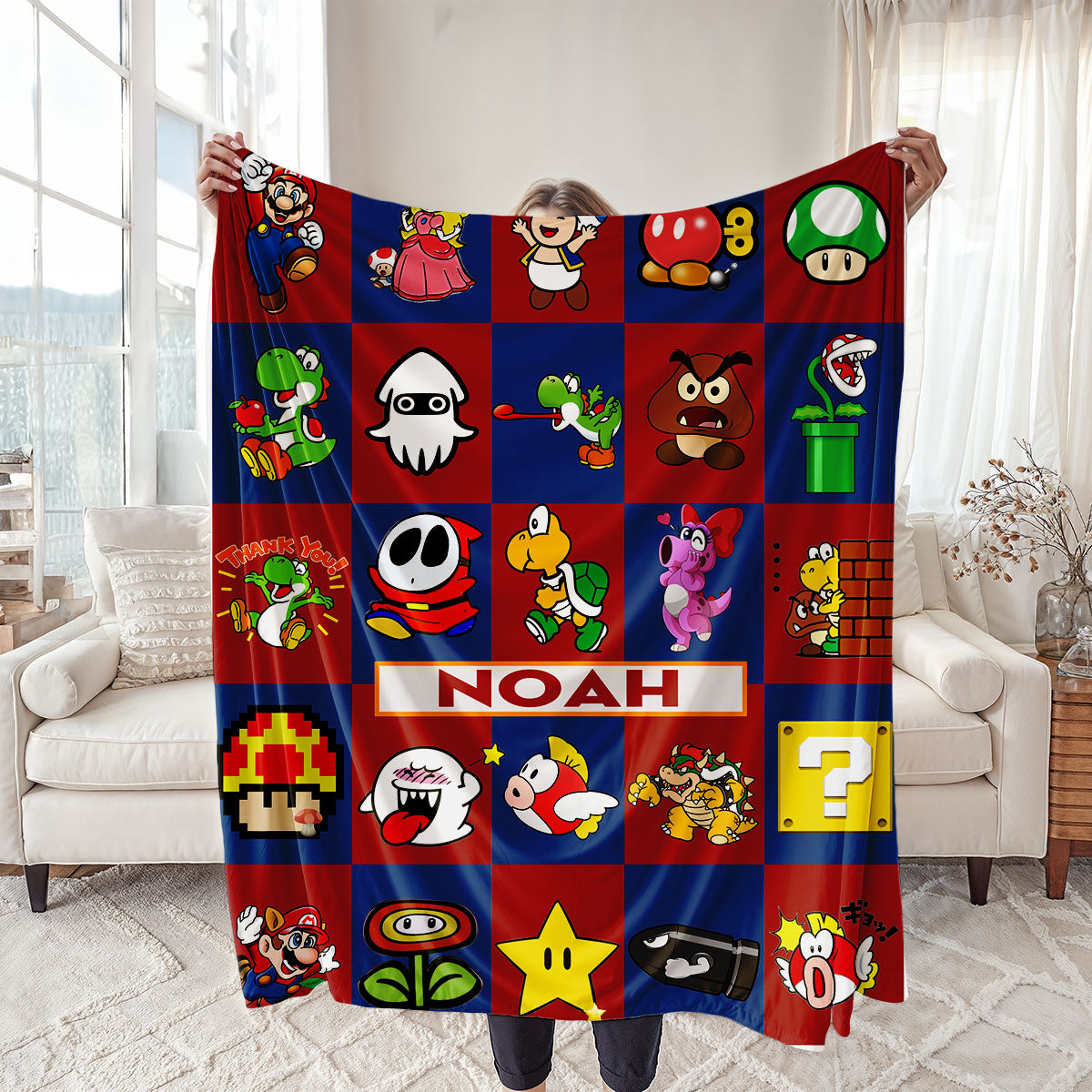 Personalized Custom Name Super Mario Gaming Blanket