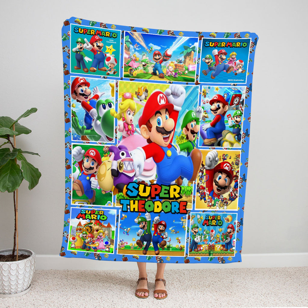 Personalized Custom Name Super Mario Bros Blanket