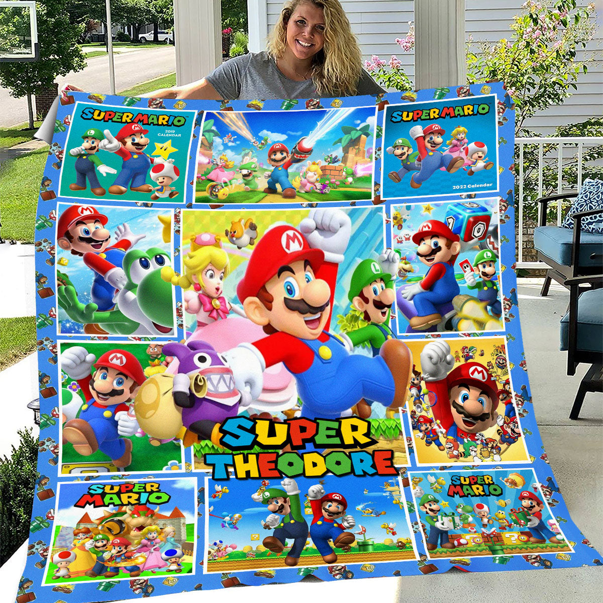 Personalized Custom Name Super Mario Bros Blanket