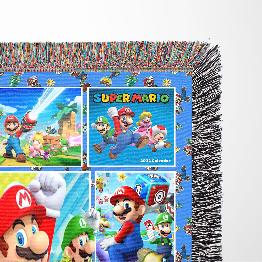 Personalized Custom Name Super Mario Bros Premium Woven Blanket
