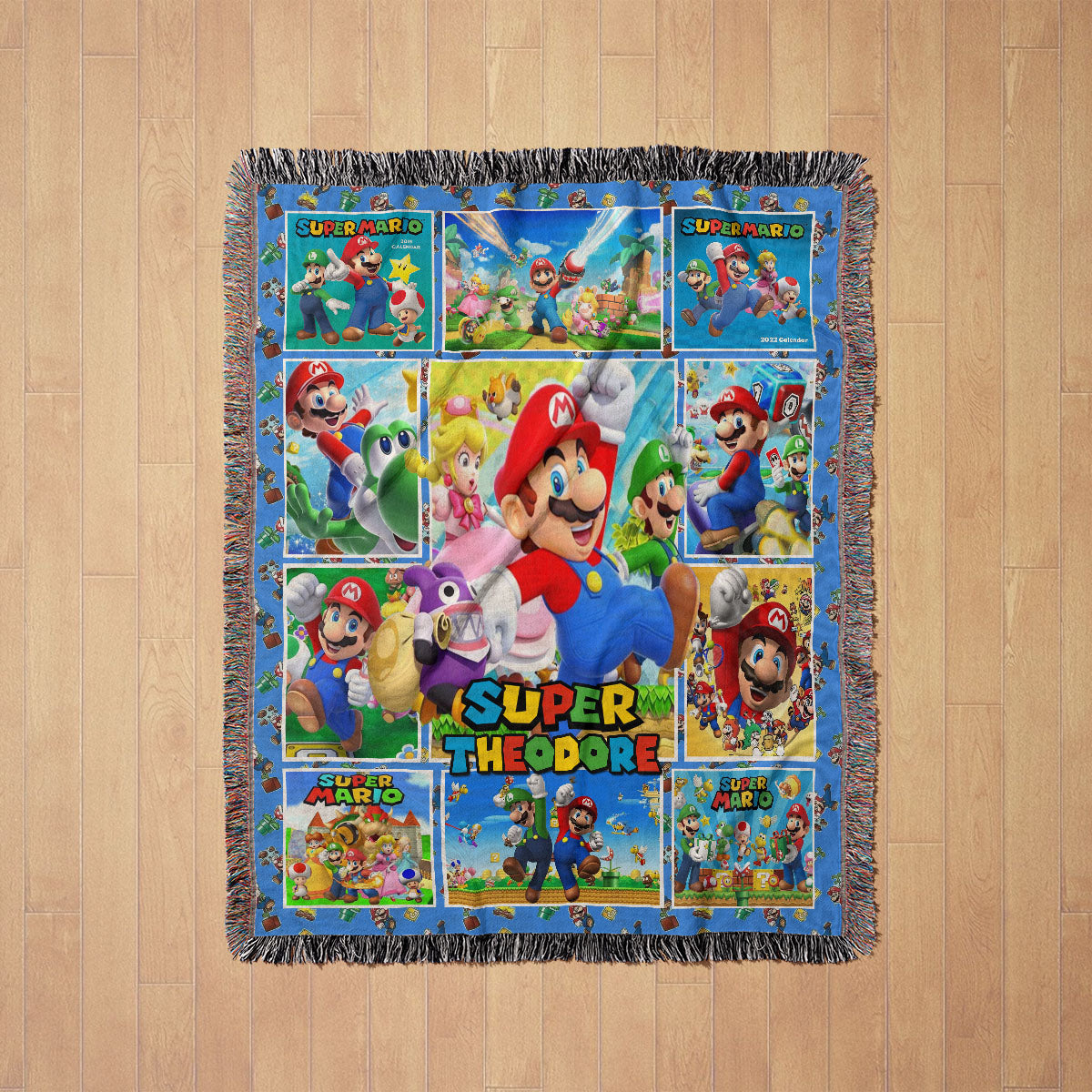 Personalized Custom Name Super Mario Bros Premium Woven Blanket