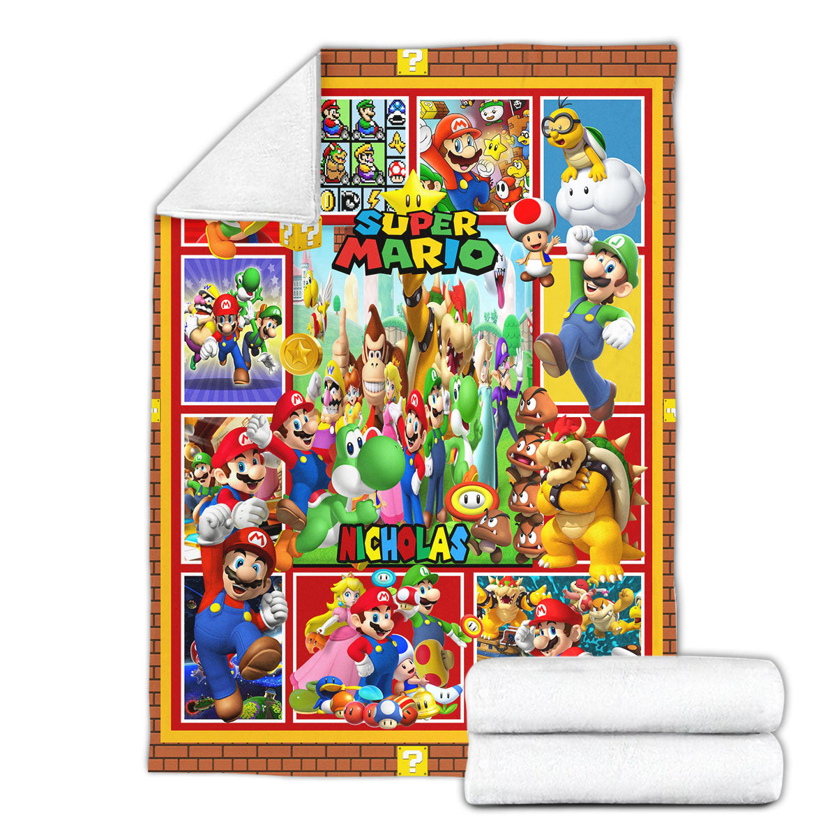 Personalized Custom Name Super Mario Blanket