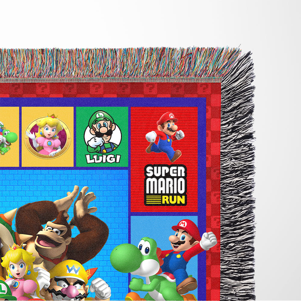 Personalized Custom Name Super Mario Gaming Premium Woven Blanket