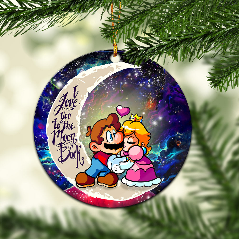 Mario Couple Love You To The Moon Galaxy Ceramic Ornament