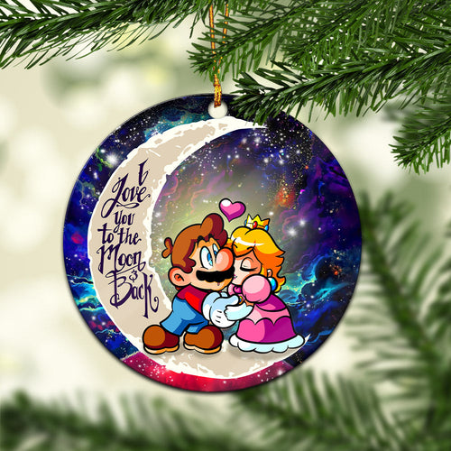 Mario Couple Love You To The Moon Galaxy Ceramic Ornament
