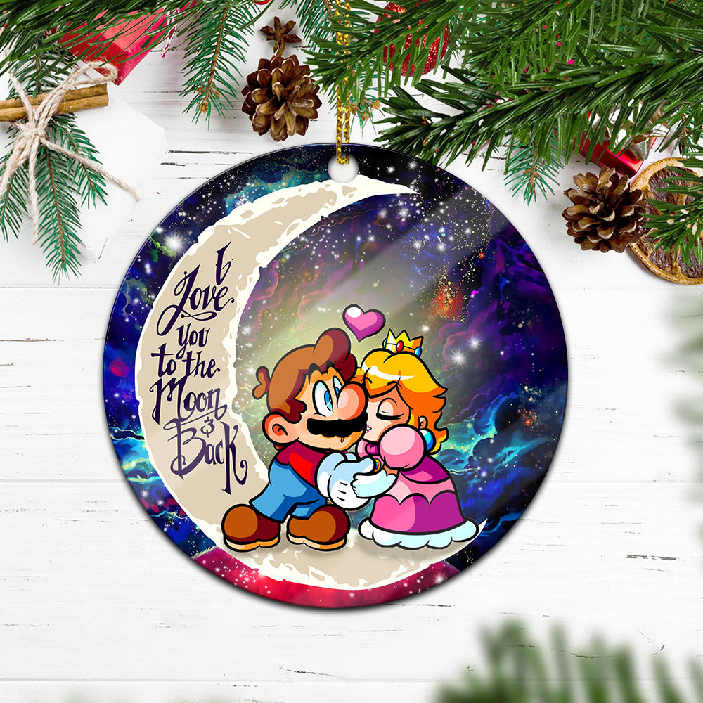 Mario Couple Love You To The Moon Galaxy Ceramic Ornament